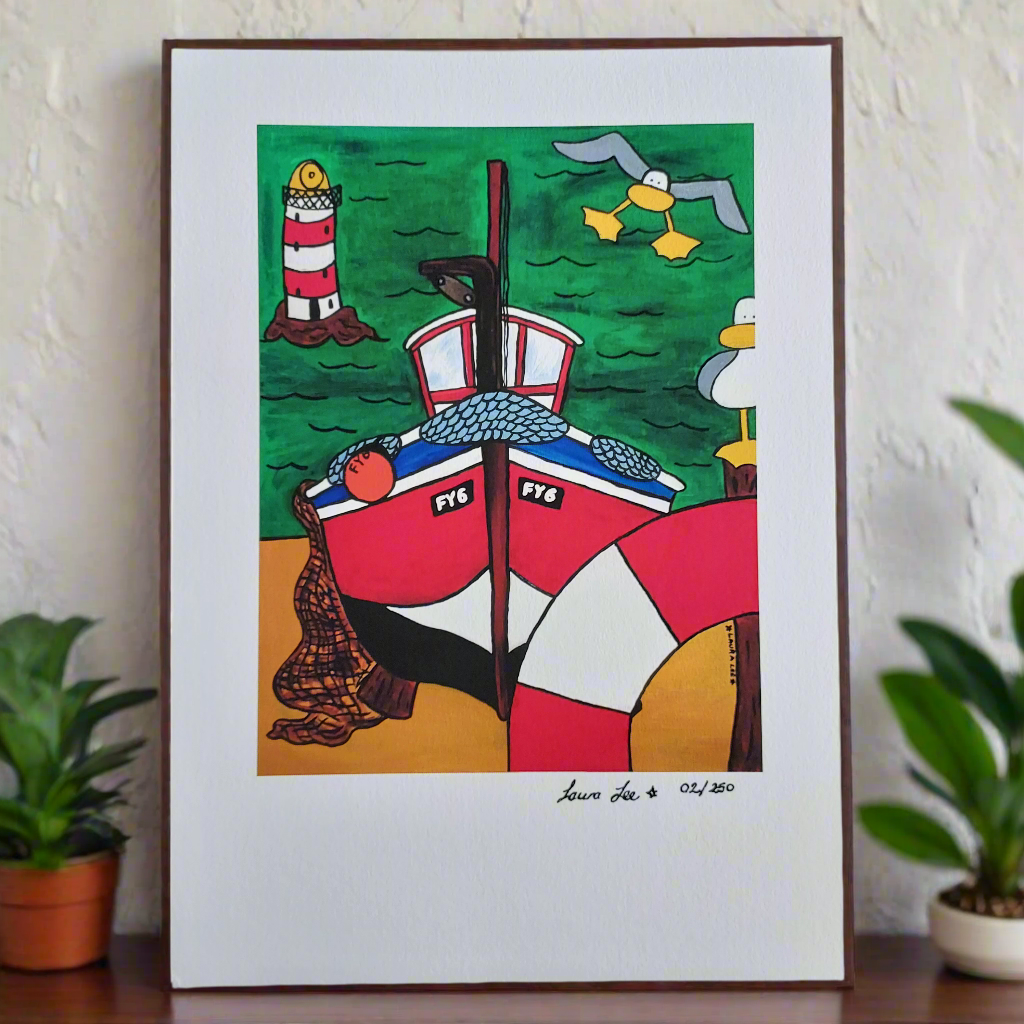 Cornish boat art print Laura Lee