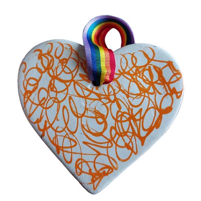 Bird Ceramic Heart Decoration - Hand Painted