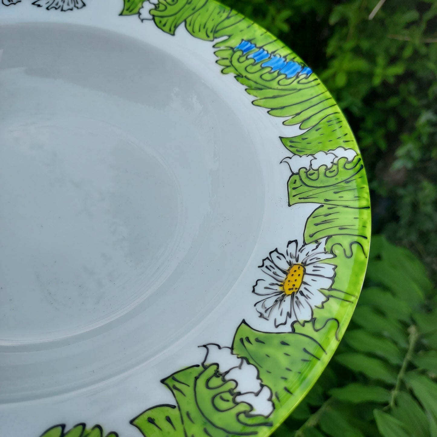 Rim of Floral bowl hand painted Laura Lee