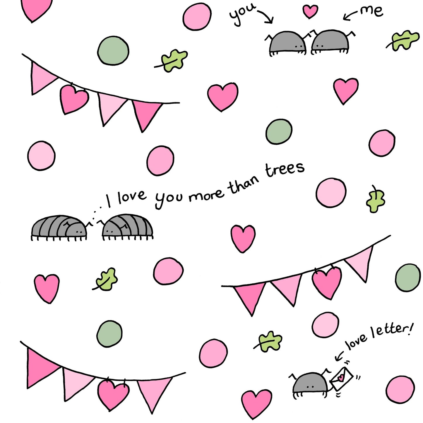 Woodlouse Cyril And Myrtle Love Bug Valentines Gift Wrap Laura Lee Designs