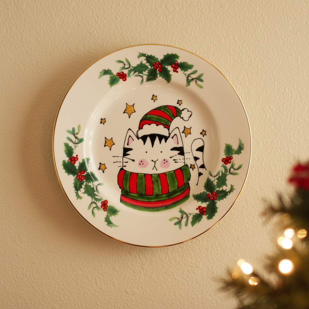 Jingle & Jester Christmas Cat Wall Plate Set - The Vintage Pimp