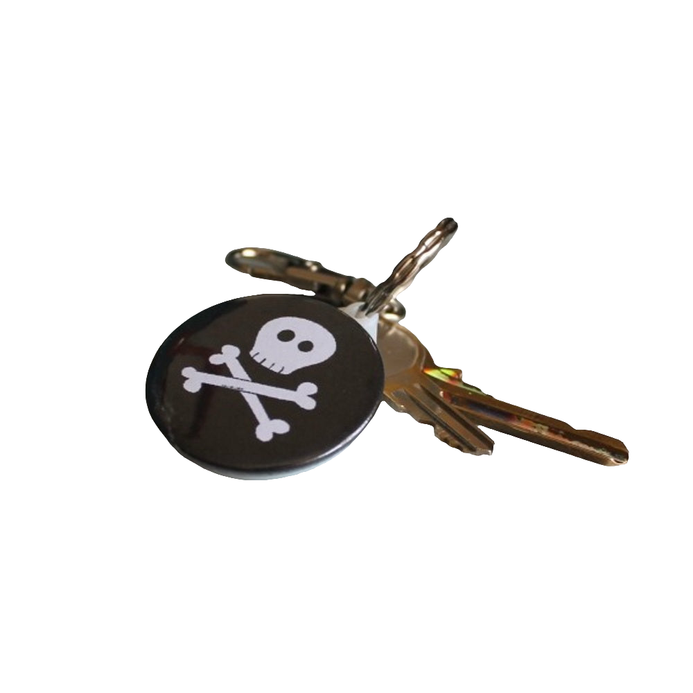 Pirate Keyring - Skull & Crossbones - Goth - Steampunk - Bag Charm - Zipper Pull - Clip On - Keys