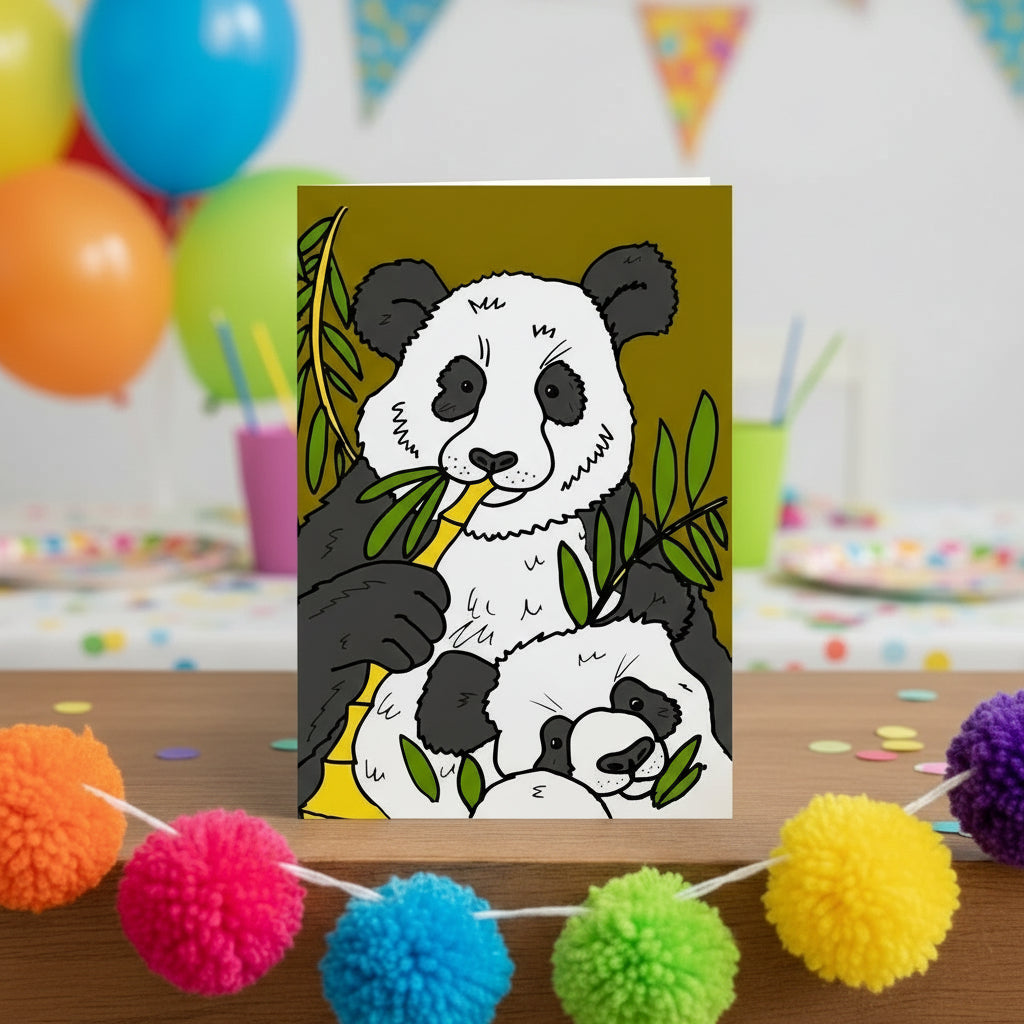 Panda greetings card blank inside