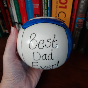 Sale - Best Dad Ever - Football Money Box - Blue & White