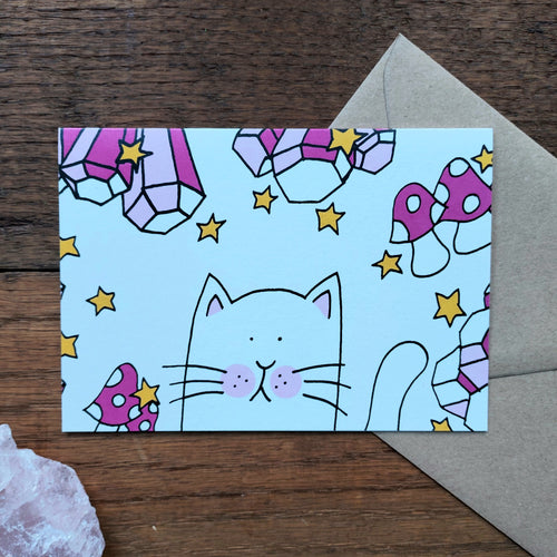 Crystal healing cat card Laura Lee Designs 