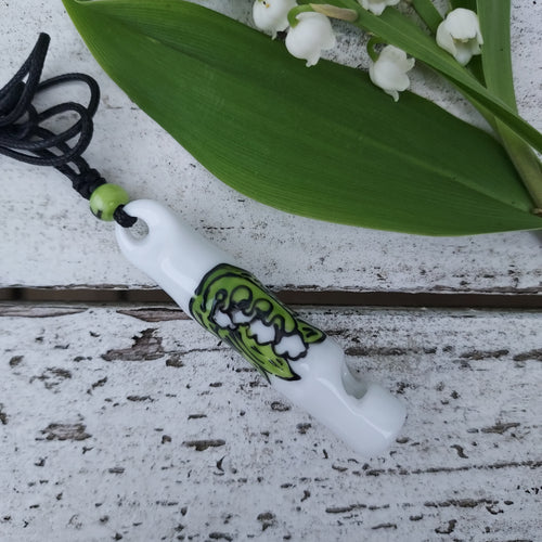 China Whistle  - Helston Flora Day  - Lily of the Valley - Ceramic - Hand Painted