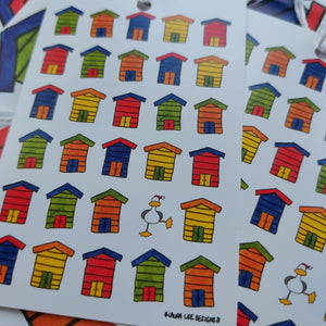 Beach Huts - Gift Wrap Pack - 3 Sheets & 4 Tags - Luxury Gift Wrap - Plastic Free - New Home