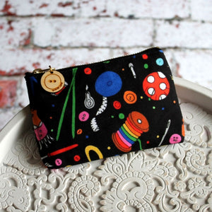 black rainbow sewing pouch by Laura lee designs Cornwall