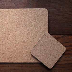 Cork backing on coaster and placemat
