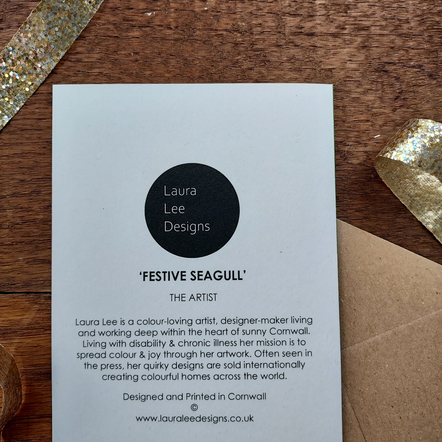 Laura Lee Designs Eco Christmas Card Festive Seagull