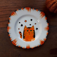 Load image into Gallery viewer, Pumpkin the cat halloween witches cat plate by Laura Lee Designs 