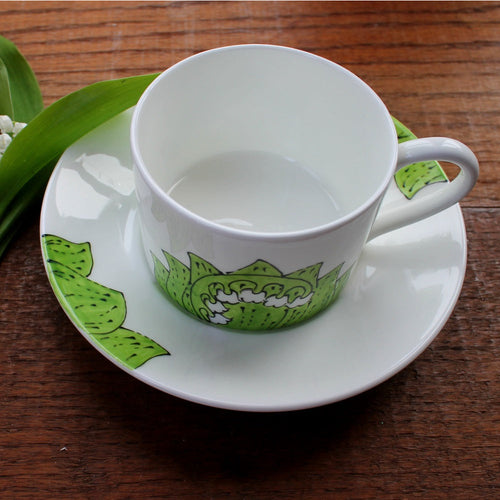 Tea cup and saucer Lily of the valley by Laura lee Designs Cornwall