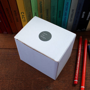 Mug gift box with Laura Lee Designs black spot label