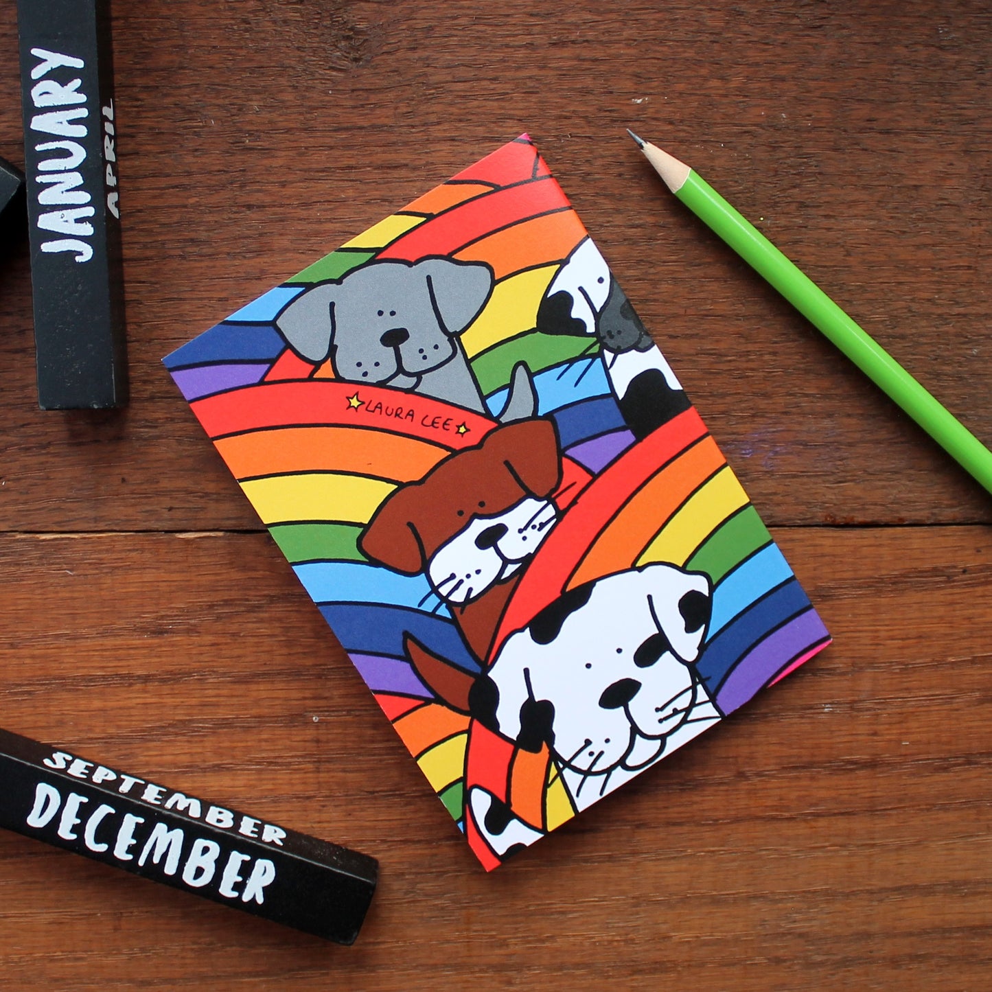 Rainbow Dogs notebook by Laura Lee Designs