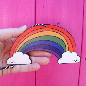Hanging wooden rainbow by Laura Lee Designs Cornwall