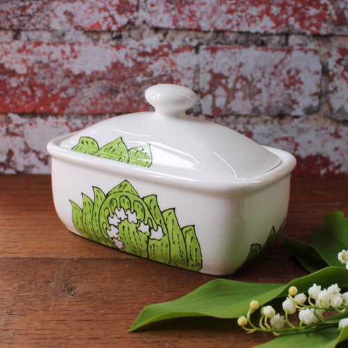 Butter dish Lily of the valley by Laura lee Designs Cornwall