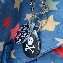 Load image into Gallery viewer, Pirate keyring skull and crossbones steampunk gothic bag charm by Laura Lee Designs Cornwall