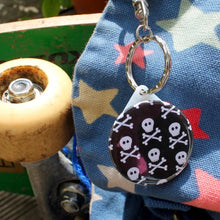 Load image into Gallery viewer, Mini skulls gothic pirate keyring by Laura Lee Designs Cornwall