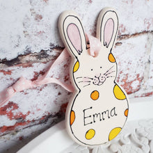 Load image into Gallery viewer, Personalised hanging decoration rabbit by Laura Lee Designs 