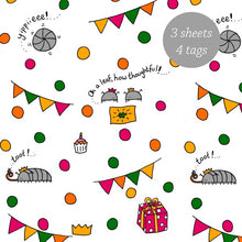 Load image into Gallery viewer, Party bug wrapping paper colourful gift wrap by Laura Lee Designs Cornwall
