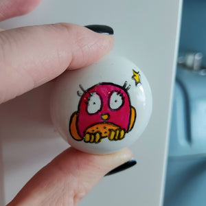 Pink owl drawer knob by Laura Lee Designs