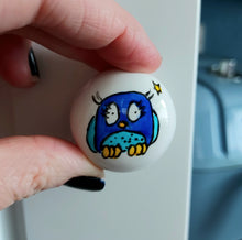 Load image into Gallery viewer, Blue owl drawer knob by Laura Lee Designs