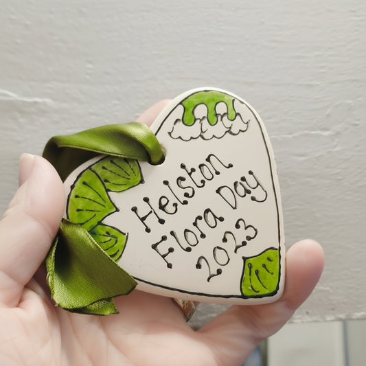 Helston Flora Day Heart 2023 - Lily Of The Valley - Ceramic - Hand Painted