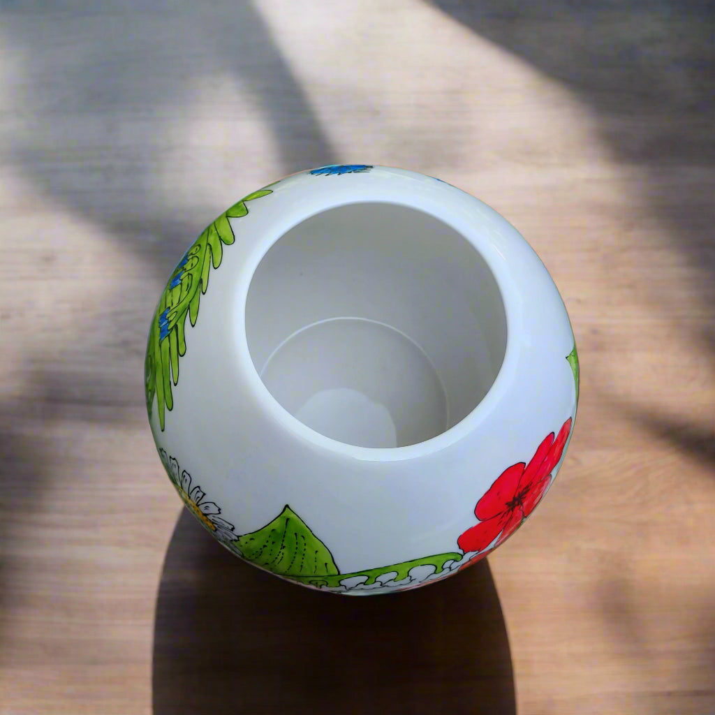 Floral globe vase
