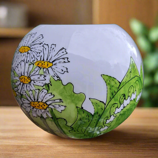 Floral globe vase hand painted Laura Lee Designs