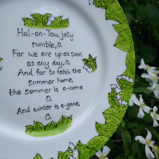 Hal-an-Tow lyrics plate hand painted Laura Lee 2