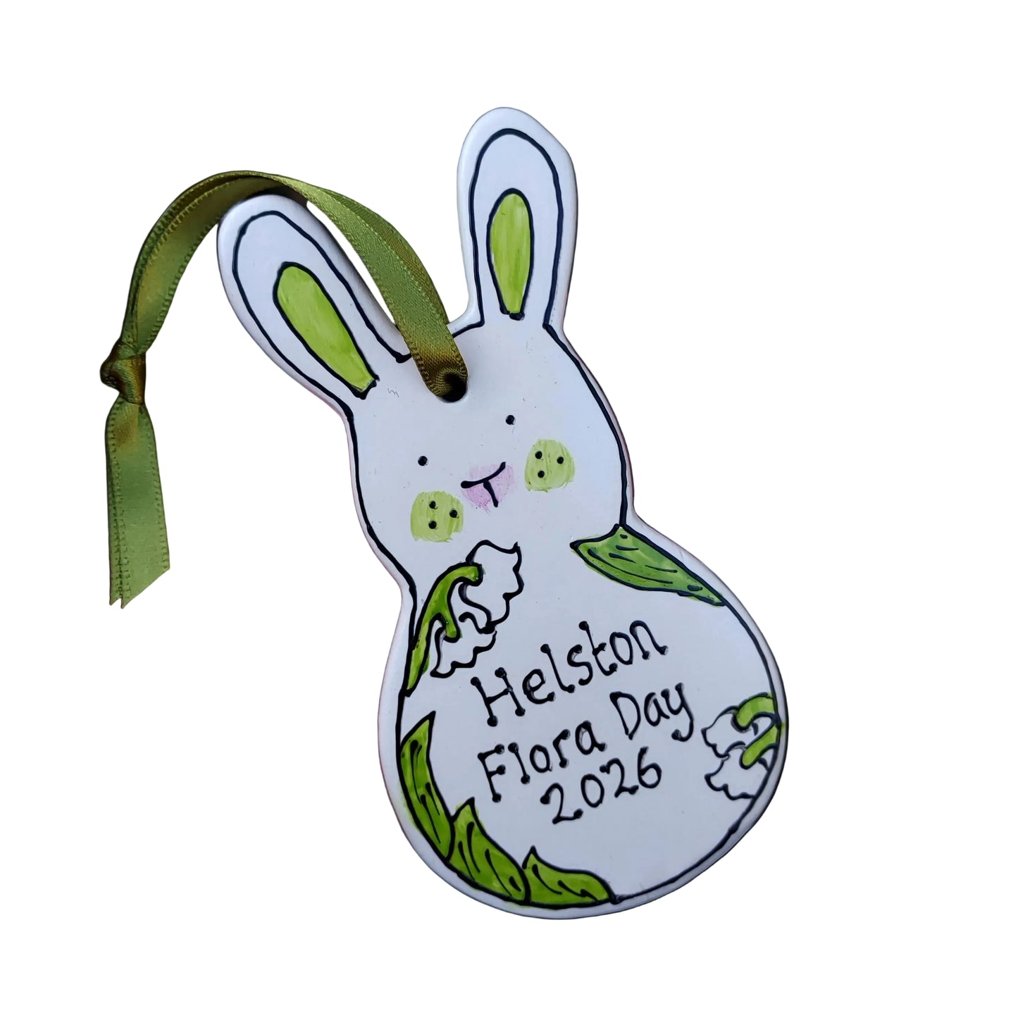 Helston Flora Day 2026 Bunny - Personalise me - Lily Of The Valley - Ceramic - Hand Painted - Hanging Decoration