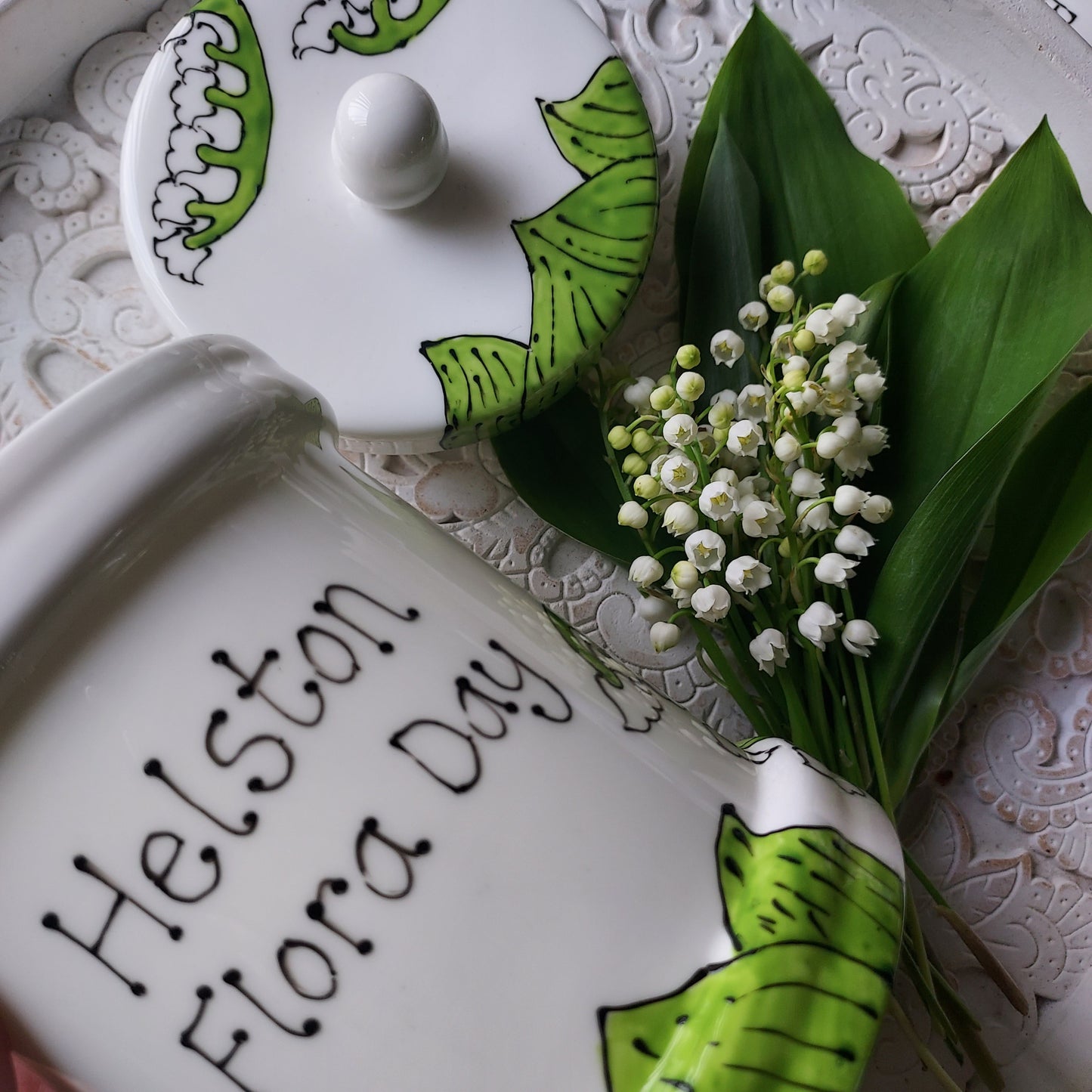 Helston flora day Lily of the valley storage jar Laura Lee Designs