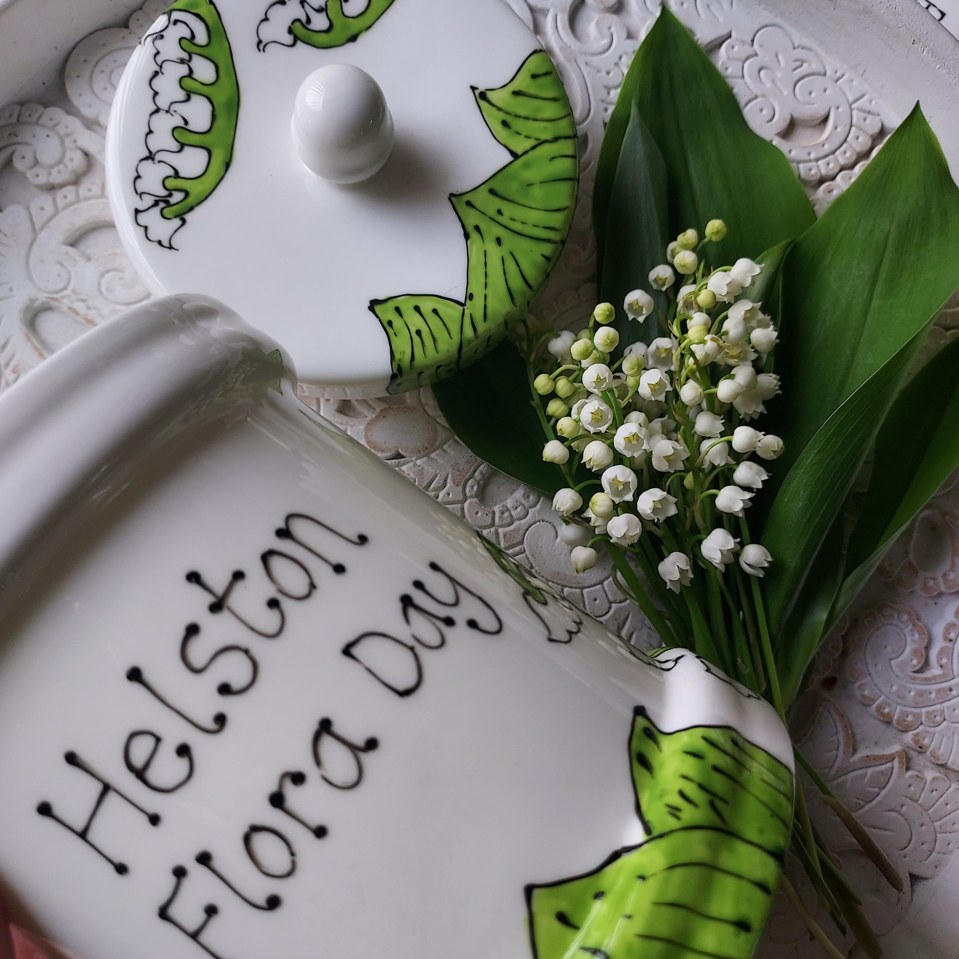 Helston flora day Lily of the valley storage jar Laura Lee Designs