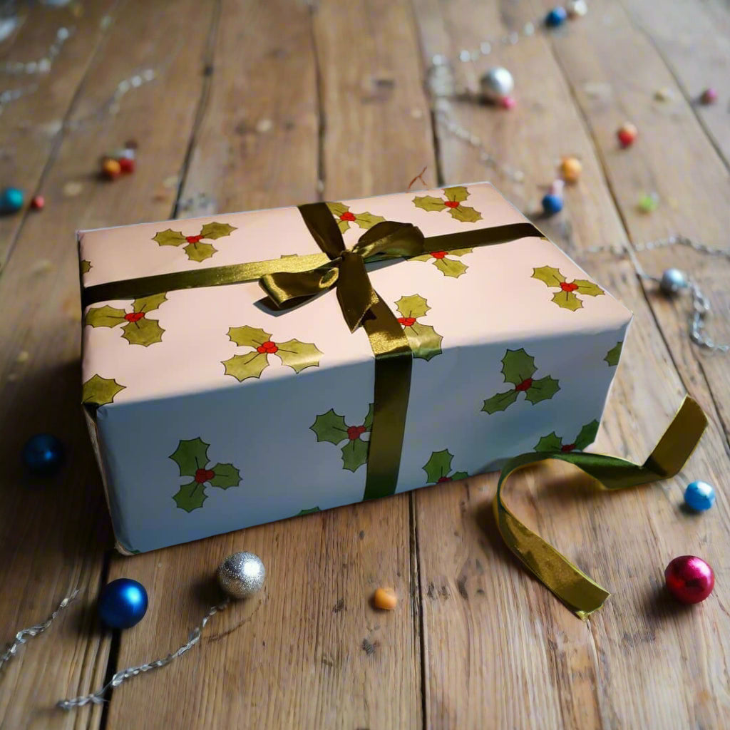 Holly Christmas Yule Gift Wrap Laura Lee Designs