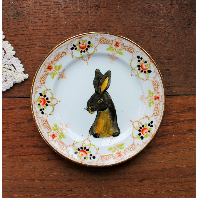 Black rex rabbit plate