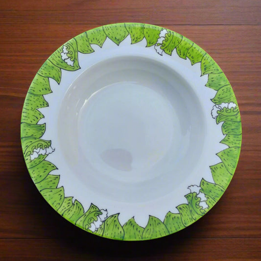 Lily of the valley rimmed bowl hand painted Laura Lee Designs