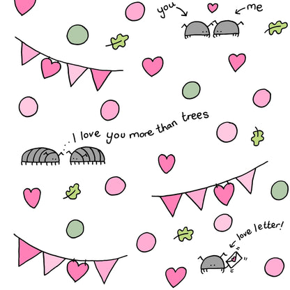 Woodlouse Cyril And Myrtle Love Bug Valentines Gift Wrap Laura Lee Designs