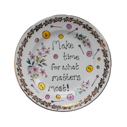 Make Time Sewing Wall Plate - The Vintage Pimp - Plate No. 212 - Sewing Theme - Motivational - Hand Painted