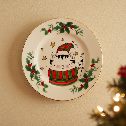 Jingle & Jester Christmas Cat Wall Plate Set - The Vintage Pimp
