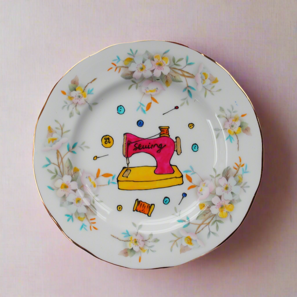 Pink sewing machine plate