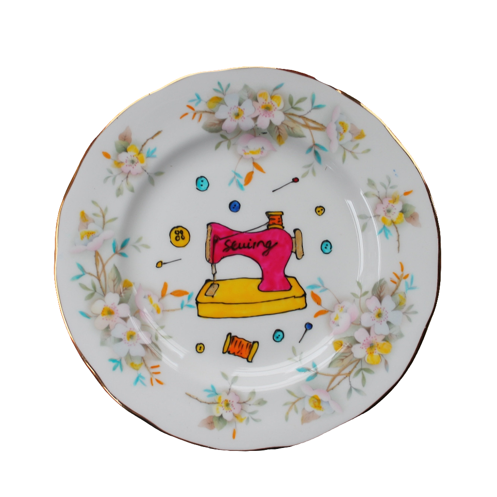 Pink sewing machine wall plate Laura Lee Designs