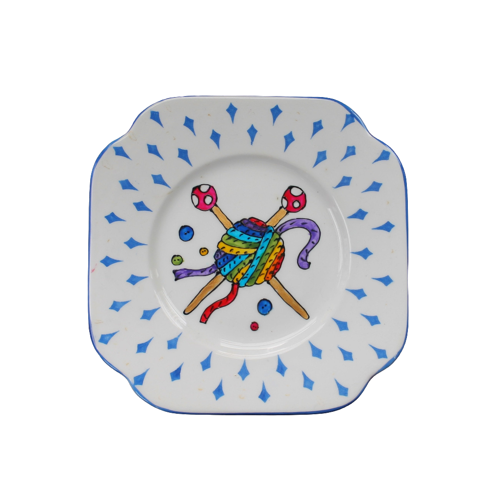Rainbow yarn plate Vintage Pimp by Laura Lee Designs