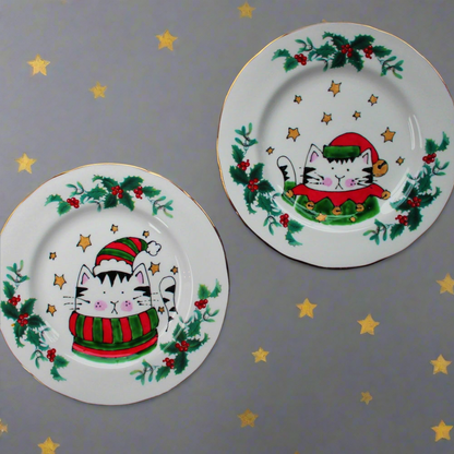 Christmas cat display plate