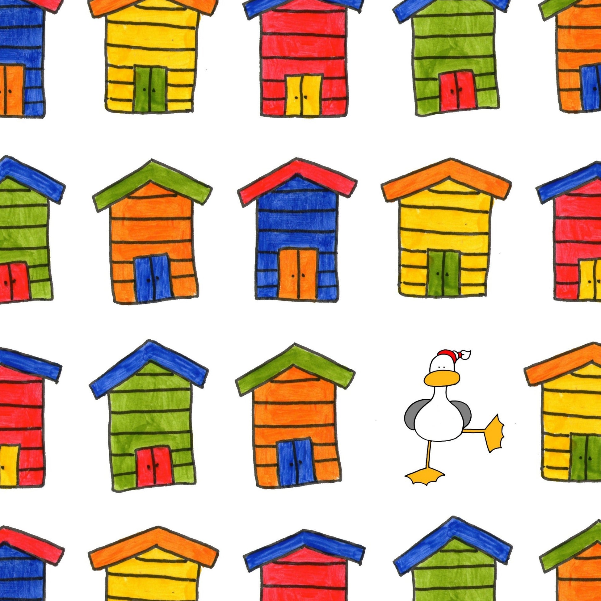 Laura Lee Designs Beach Hut Design Gift Wrap Wrapping Paper