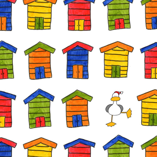 Laura Lee Designs Beach Hut Design Gift Wrap Wrapping Paper