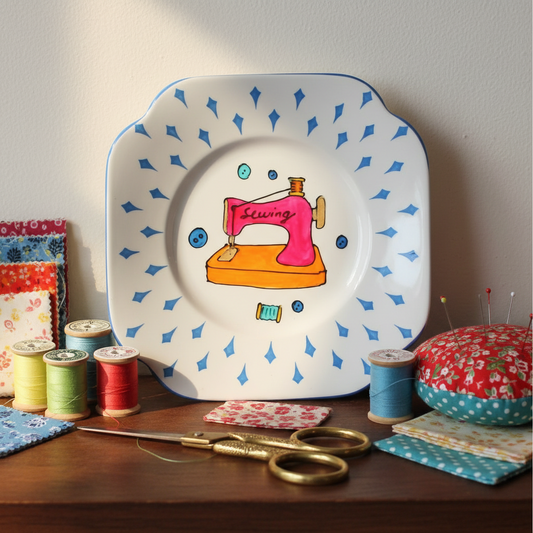 Pink Sewing Machine Wall Plate - The Vintage Pimp - Hand Painted