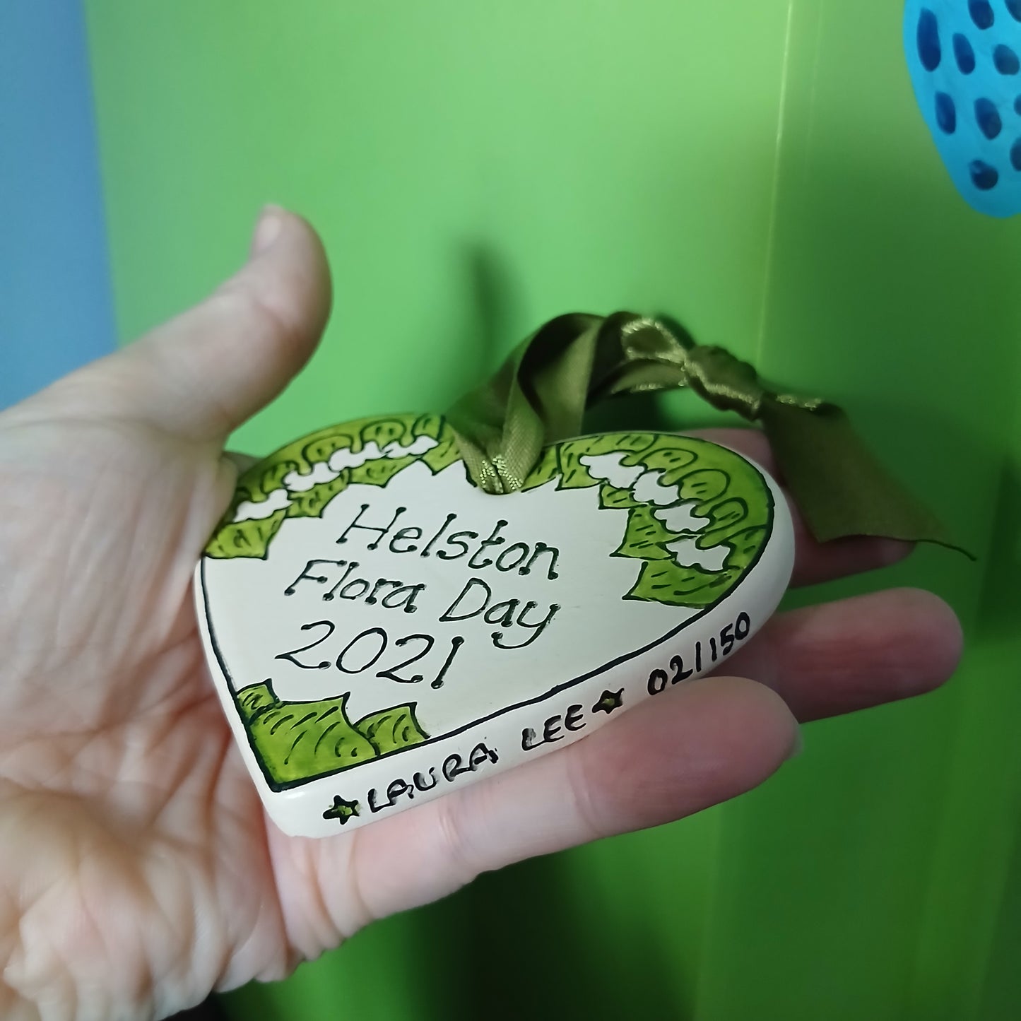 Helston Flora Day Heart 2021 - Lily Of The Valley - Ceramic - Hand Painted