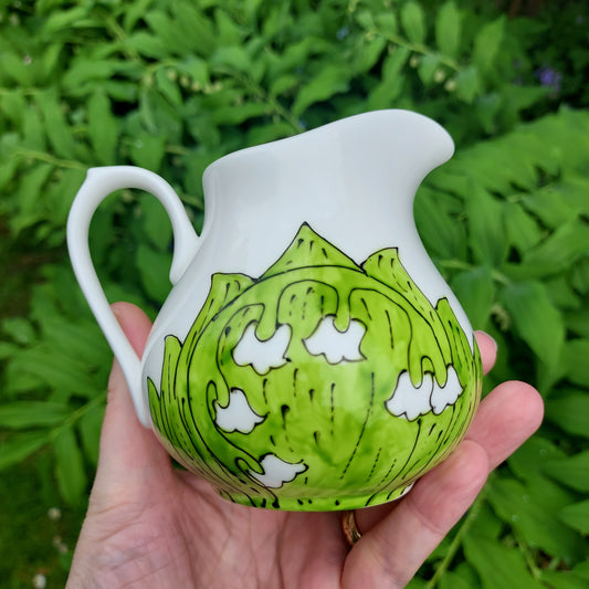Lily Of The Valley Milk Jug - Half Pint - Hand Painted - Fine China
