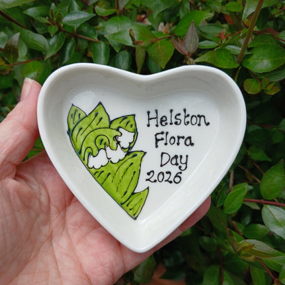 Helston Flora Day 2026 Heart Trinket Dish - Lily Of The Valley - Hand Painted - Ceramic