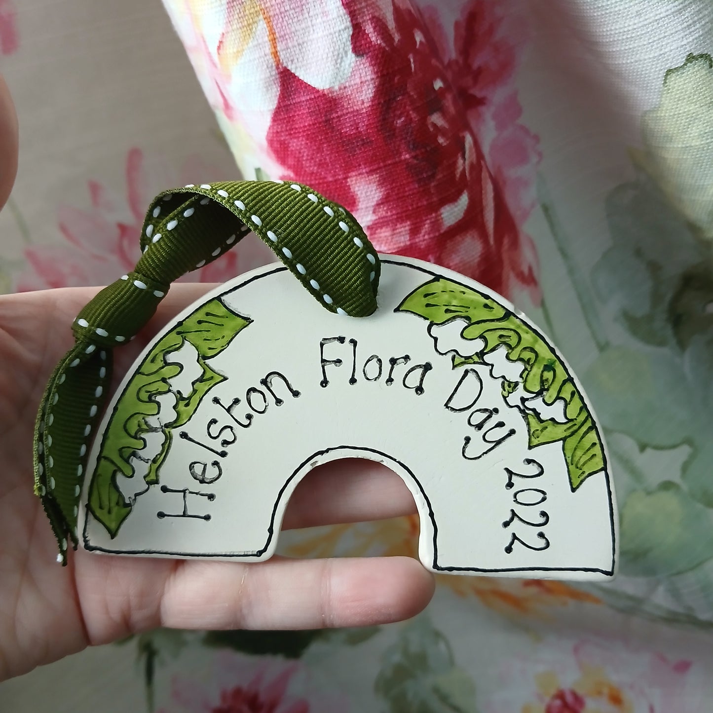 Helston Flora Day 2022 Arch - Lily Of The Valley - Ceramic - Hand Painted - Hanging Decoration